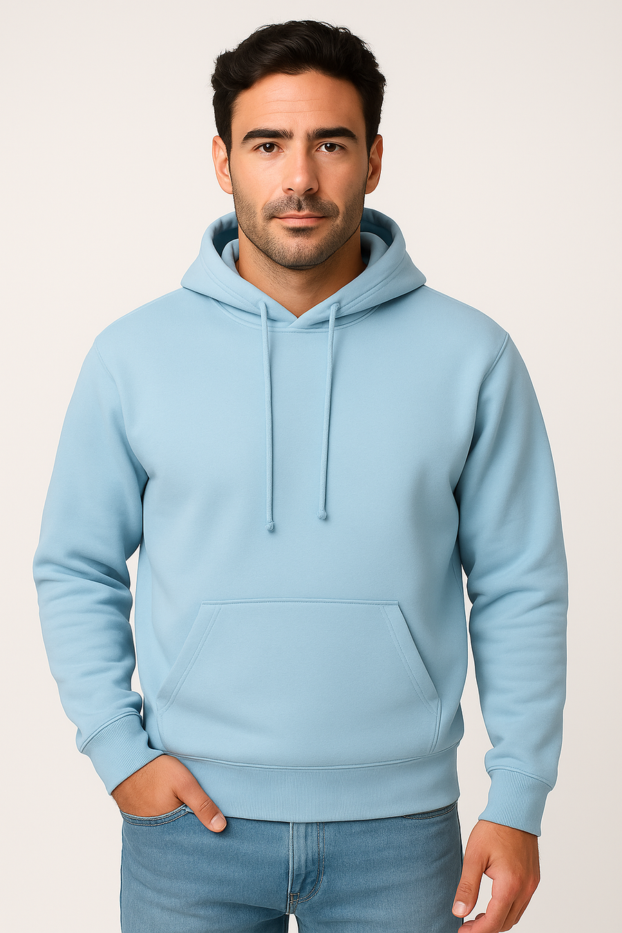 Milltex 717 Unisex Mid Weight Classic Pullover Hoodie in Light Blue