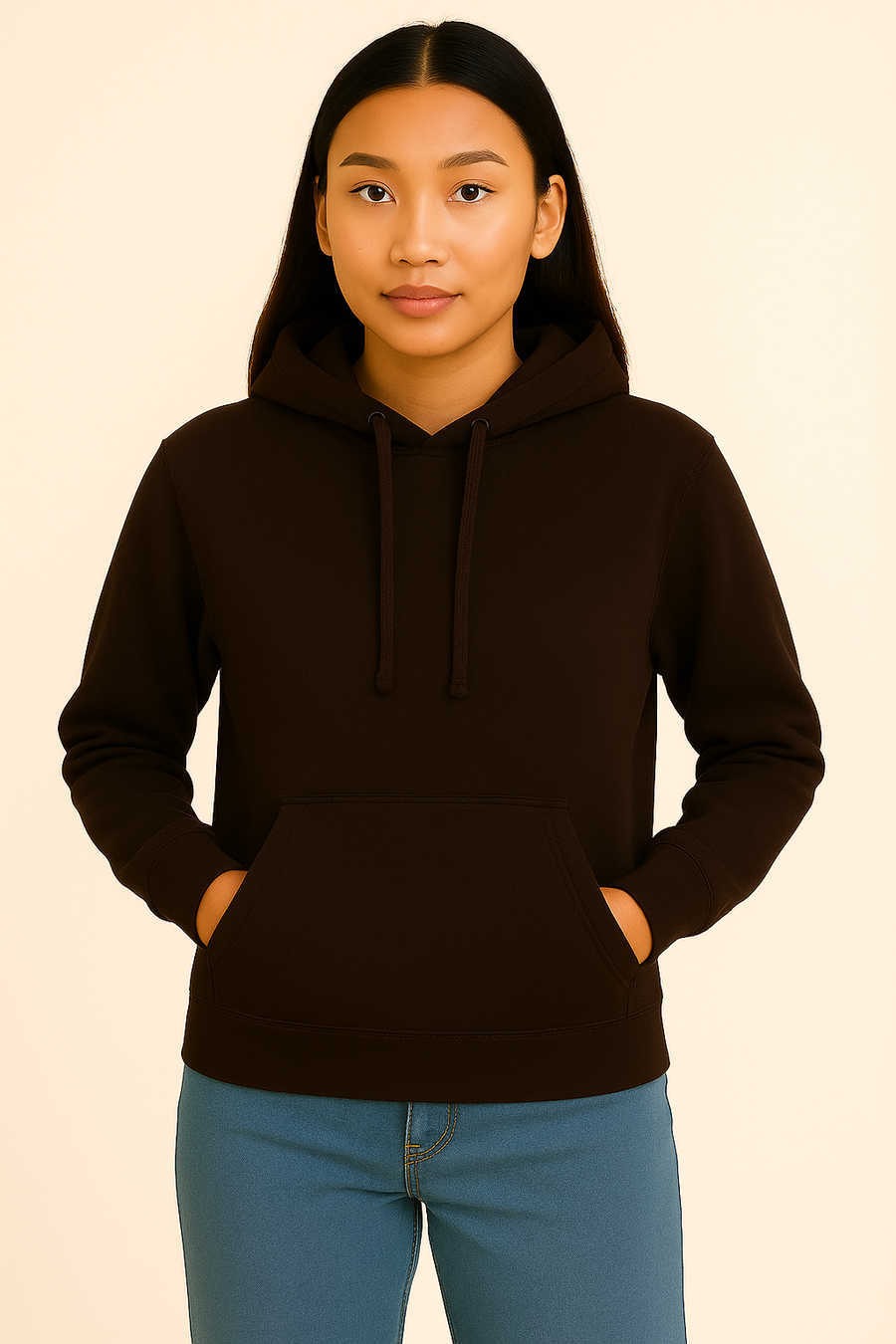 Milltex 717 Unisex Mid Weight Classic Pullover Hoodie in Chocolate