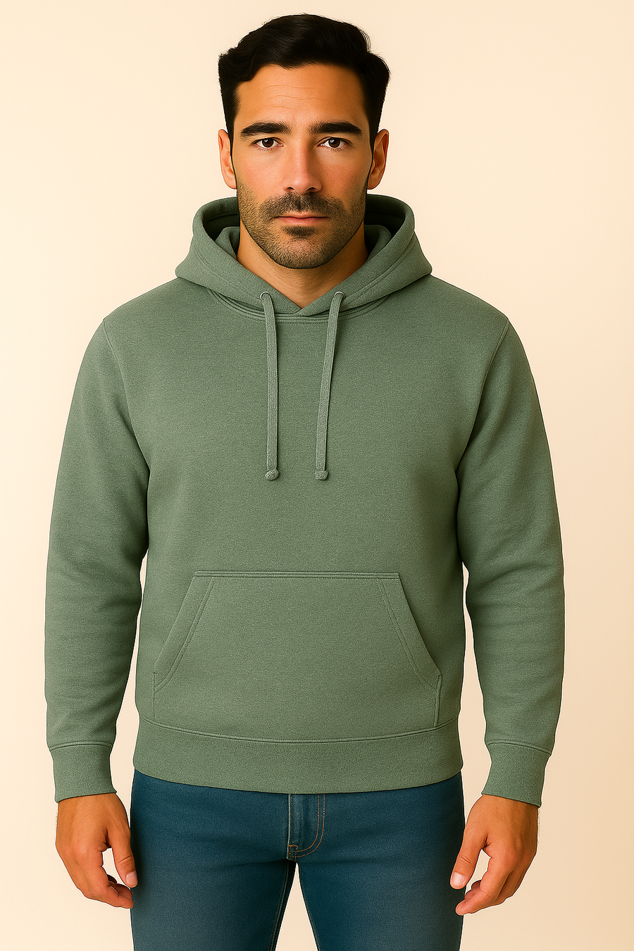 Milltex 717 Unisex Mid Weight Classic Pullover Hoodie in Green Heather