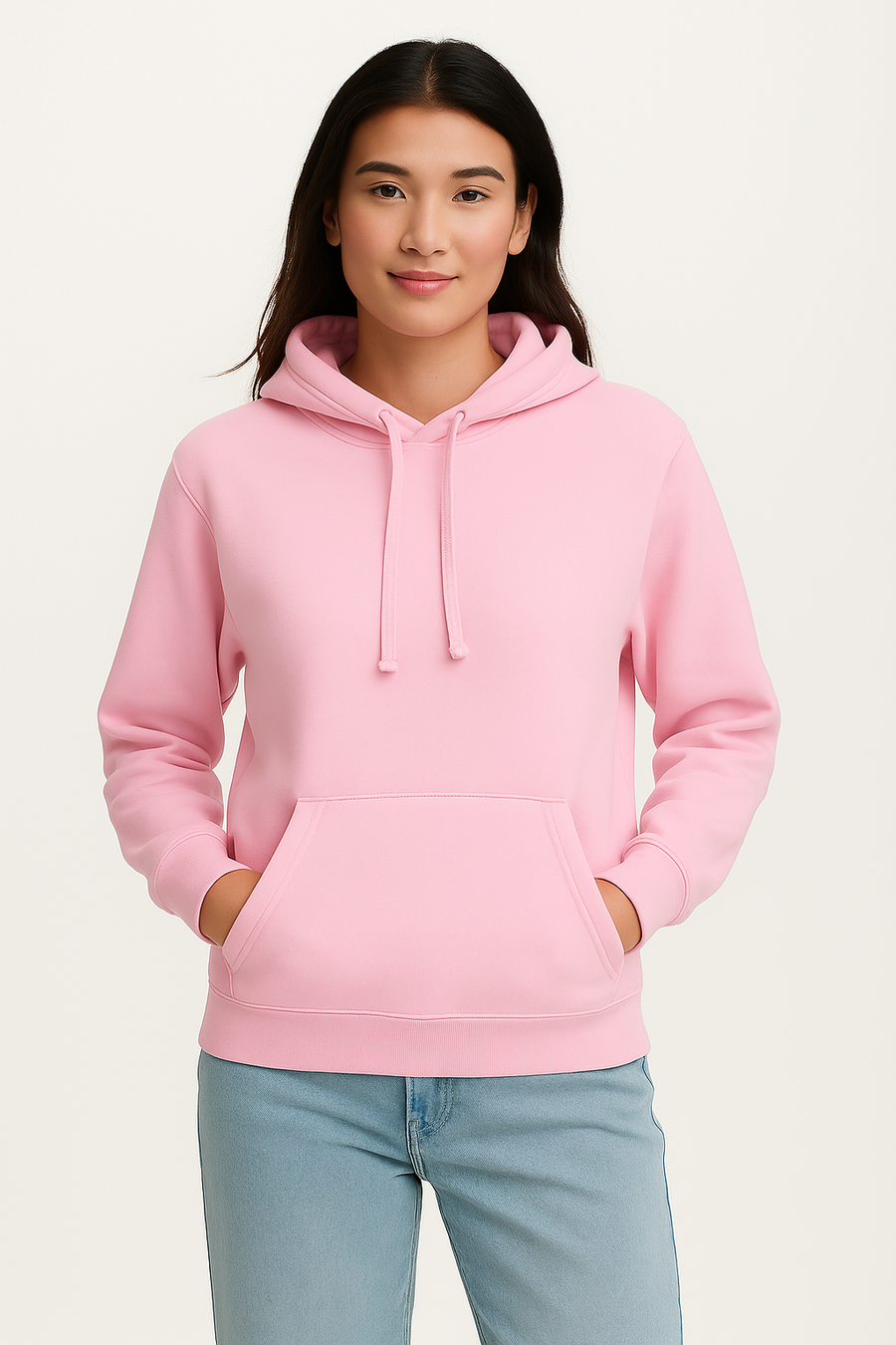 Milltex 717 Unisex Mid Weight Classic Pullover Hoodie in Light Pink