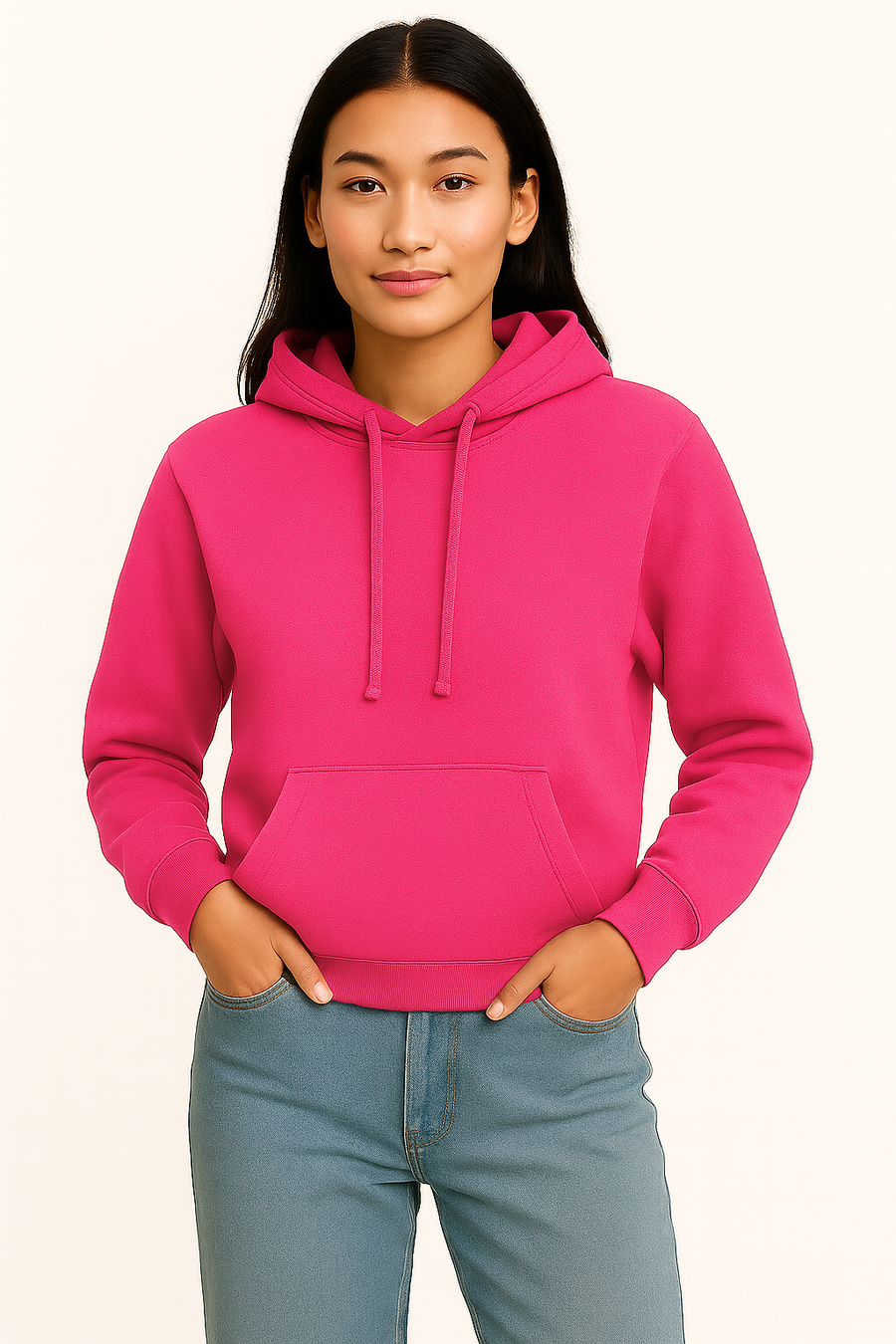 Milltex 717 Unisex Mid Weight Classic Pullover Hoodie in Hot Pink