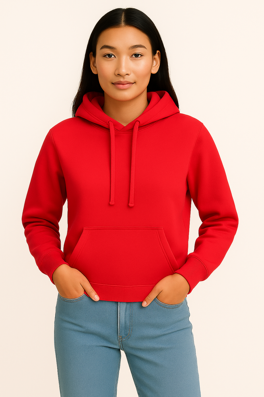 Milltex 717 Unisex Mid Weight Classic Pullover Hoodie Red