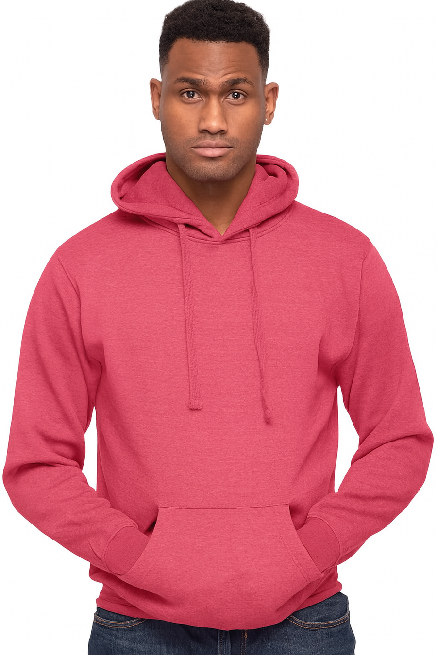 Milltex 717 Unisex Mid Weight Classic Pullover Hoodie in Red Heather