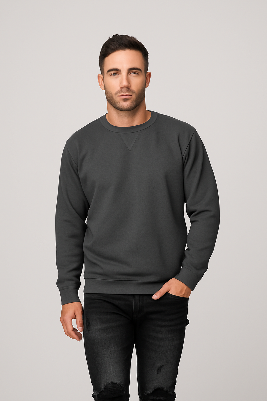 Style 903 Mid Weight Crewneck Sweatshirt - Charcol Marled