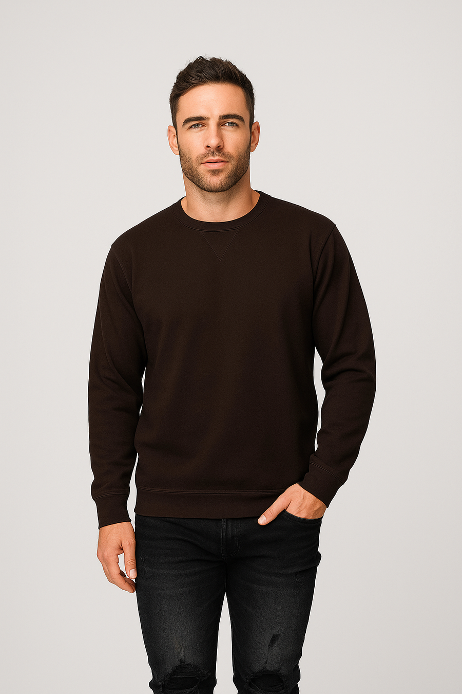 Style 903 Mid Weight Crewneck Sweatshirt - Chocolate