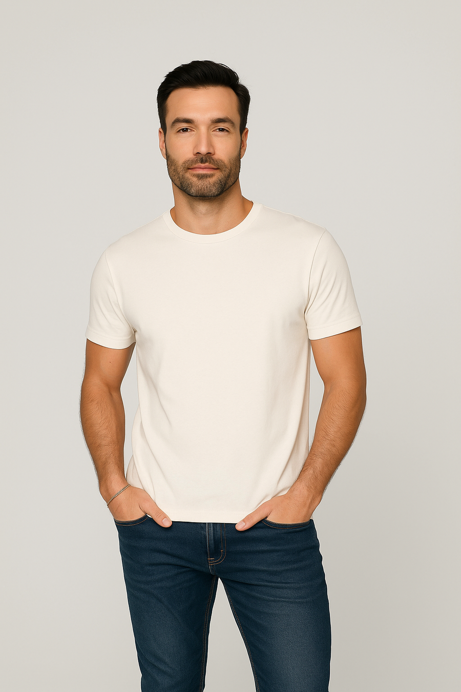 Milltex 900 Unisex Short Sleeve Tubular Fit Tee in Natural White