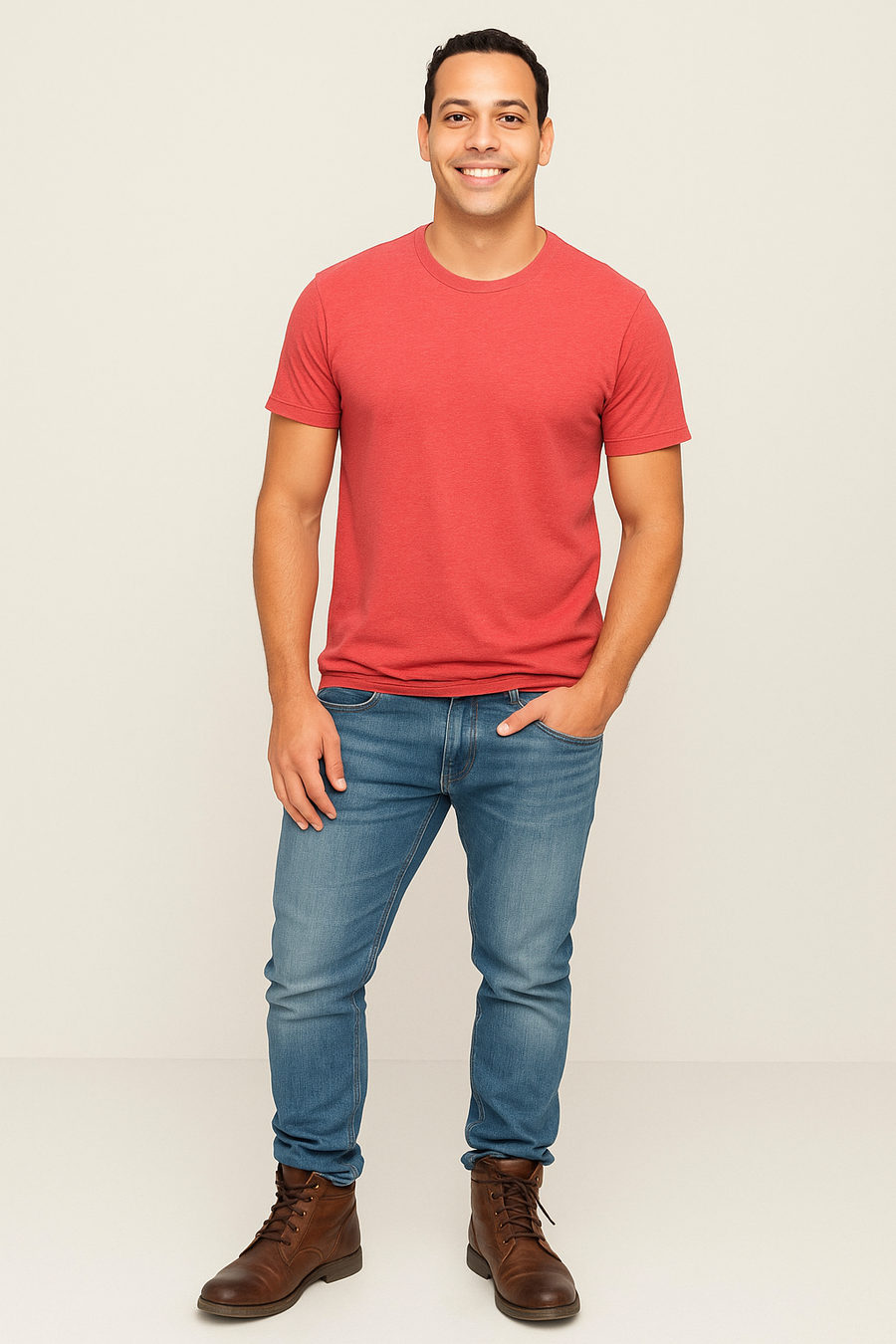 Milltex 900 Unisex Short Sleeve Tubular Fit Tee in Red Heather