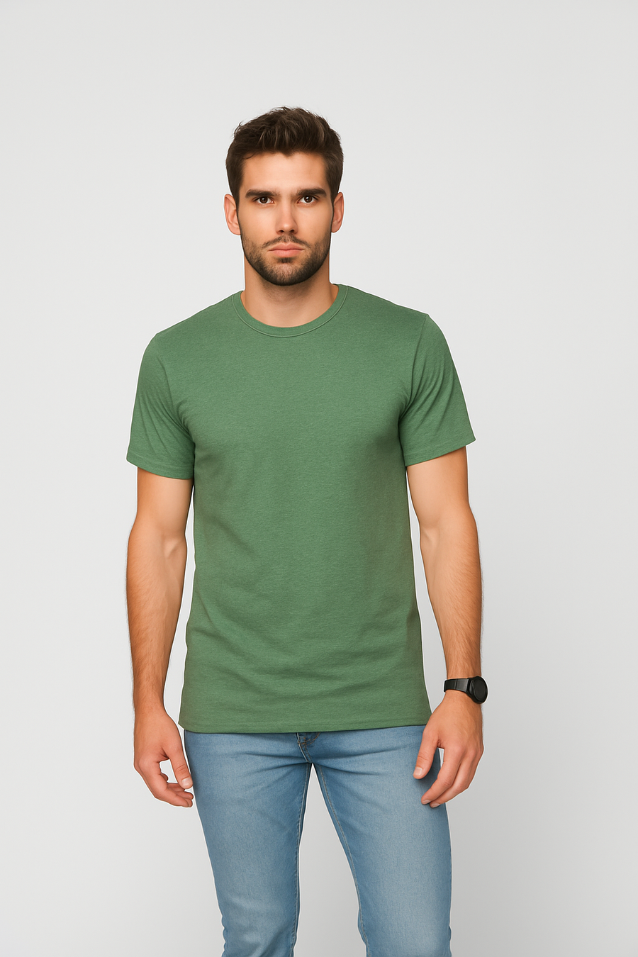 Milltex 900 Unisex Short Sleeve Tubular Fit Tee - Green Heather
